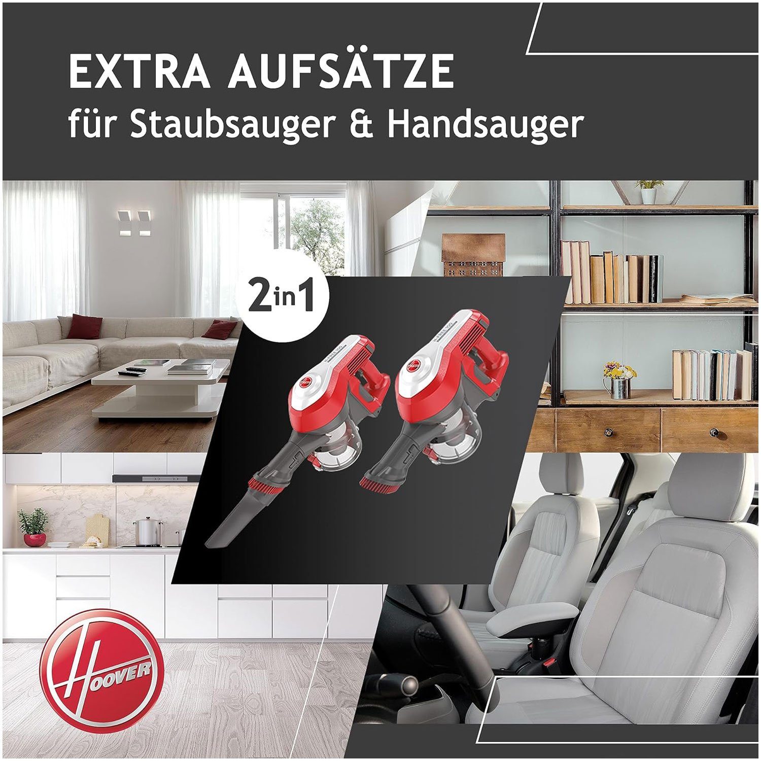 Hoover Akku-Hand-und Stielstaubsauger HF 122RH-11, 170 W, beutellos, Boden- & Handsauger in Einem, 22 V, LED-Licht, Turbo, 0,9 l Behälter