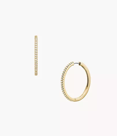 Fossil Creolen-Ohrringe Ellis Pavé Glitz Metall goldfarben