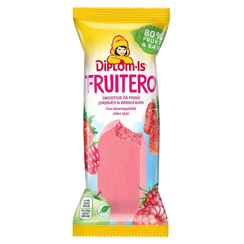 Diplom-is Fruitero 80% Bringebær & Jordbær