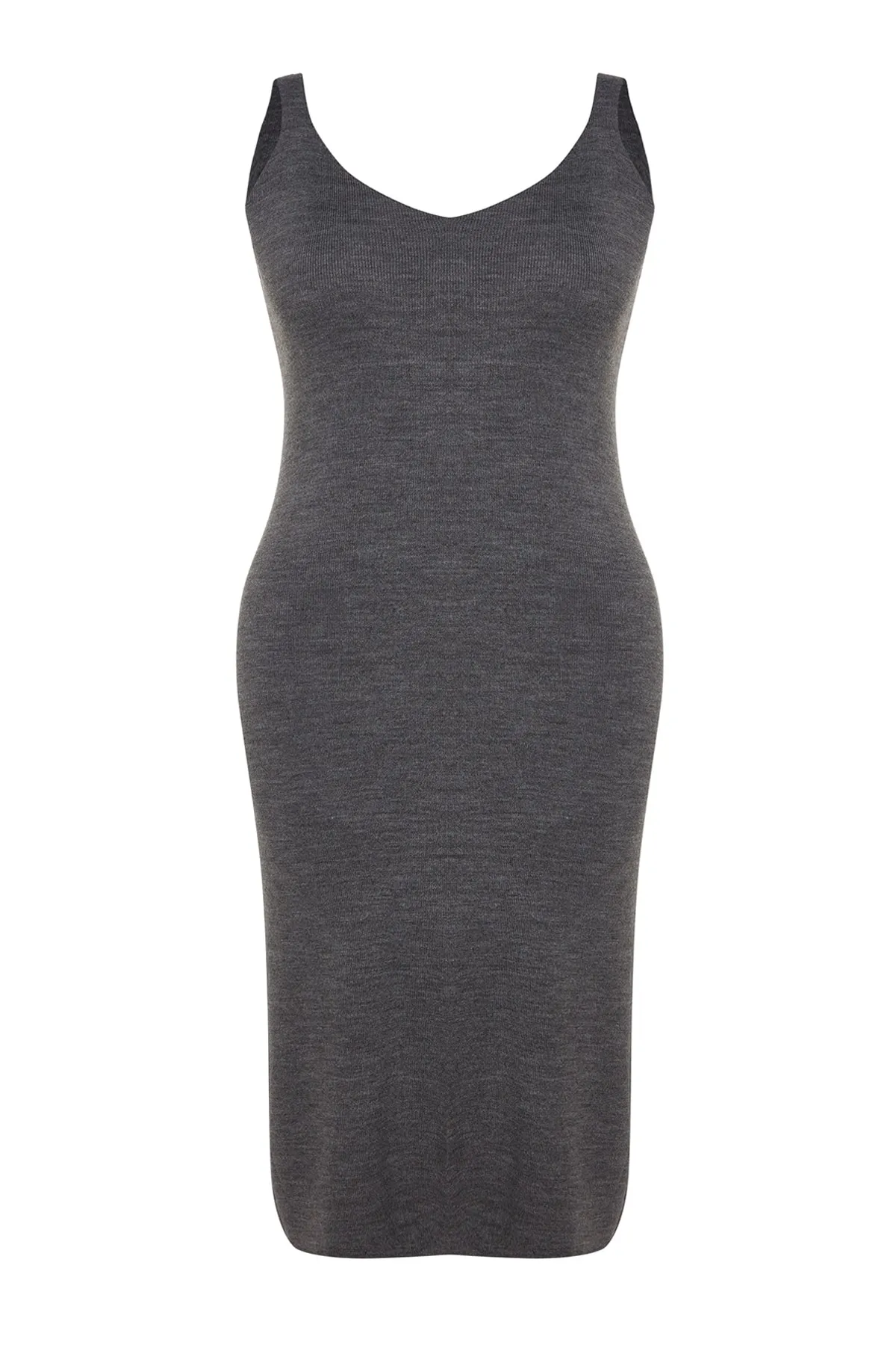 Trendyol Curve  Kamelfarbenes 2-teiliges Strick-Cardigan-Kleid
