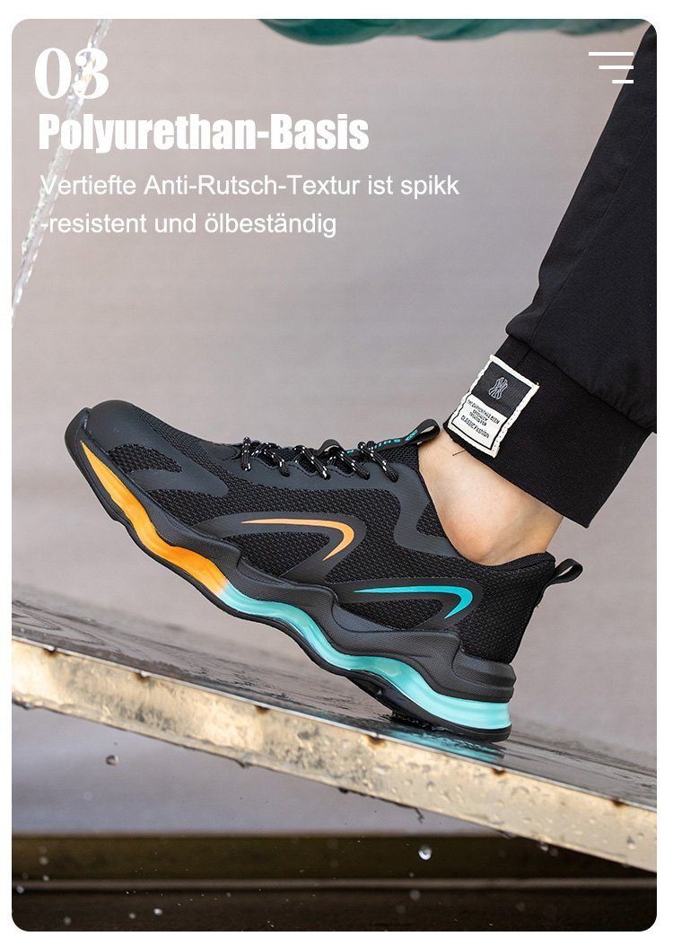 pochento Unzerbrechliche Stahlkappen-Arbeitsschuhe für Männer und Frauen Sicherheitsschuh (Indoor und Outdoor, sportlich, bequem, leicht, Atmungsaktiv Leichte und bequeme Sicherheitsschuhe) Anti-Smash, antistatisch, rutschhemmender, durchtrittsicher,