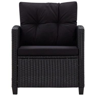 vidaXL Loungesofa 6-tlg. Garten-Sofagarnitur mit Auflagen Poly Rattan Schwarz, 6 Teile