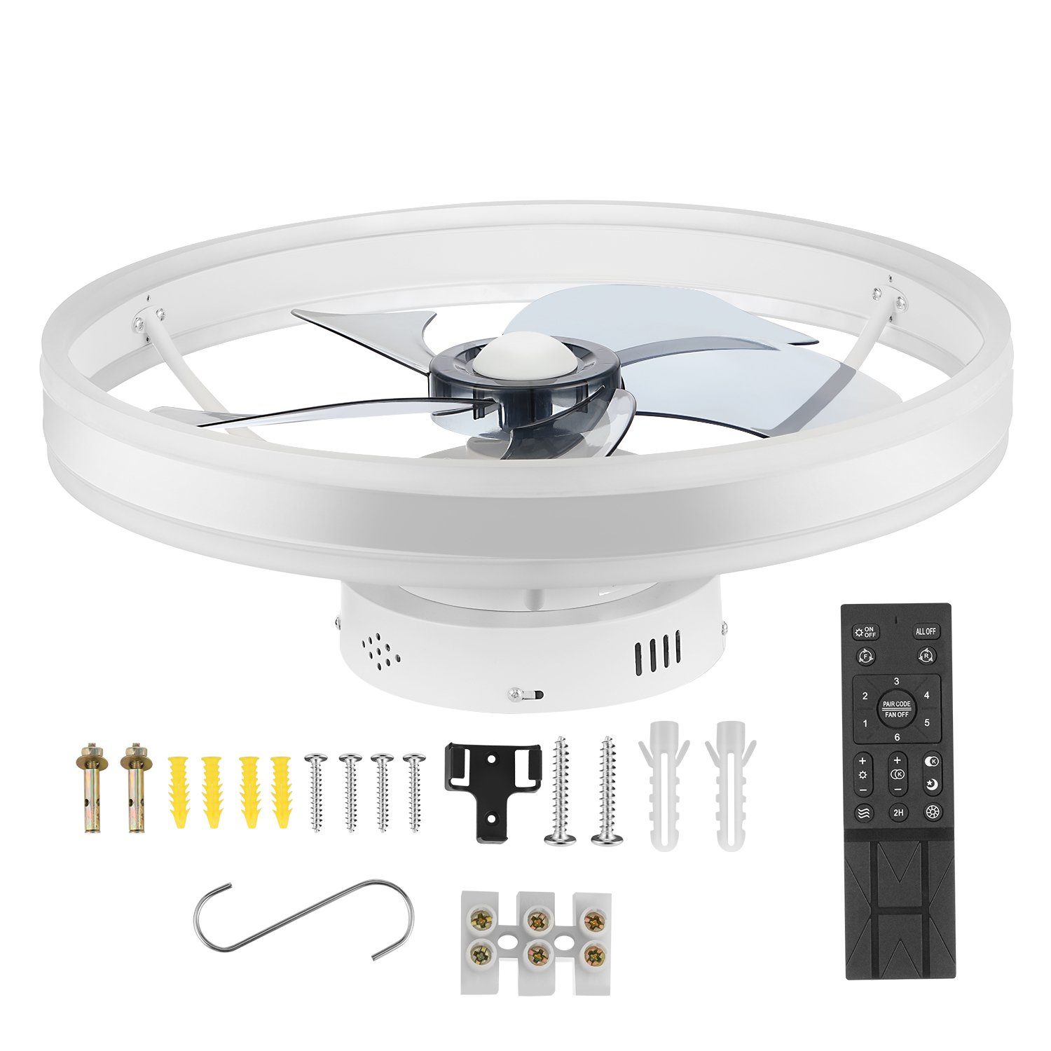 LETGOSPT Deckenventilator 36W LED Deckenlampe mit Fan, 6 Geschwindigkeiten, Deckenventilatoren Schlafzimmer Wohnzimmer Licht