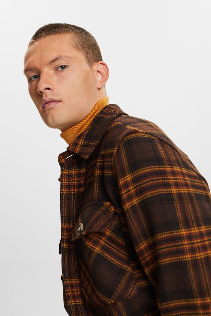 Kariertes Overshirt aus Wollmix