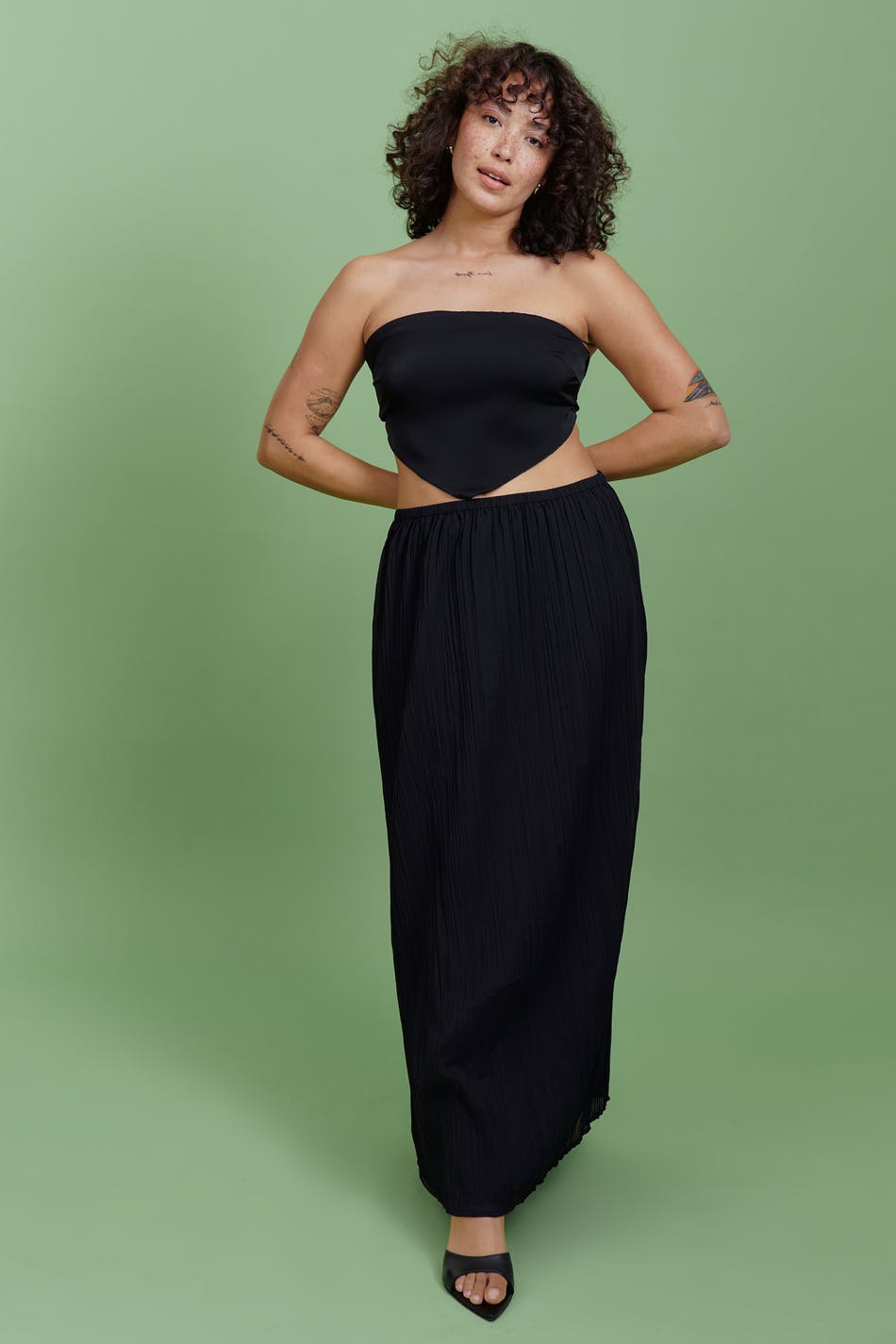 Crinkle maxi skirt