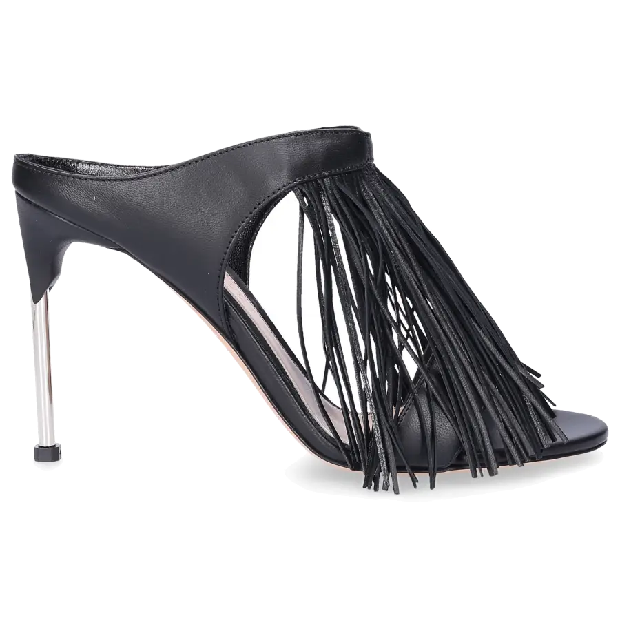 Alexander McQueen - Sandalen WHS4I Fransen schwarz silber - schwarz