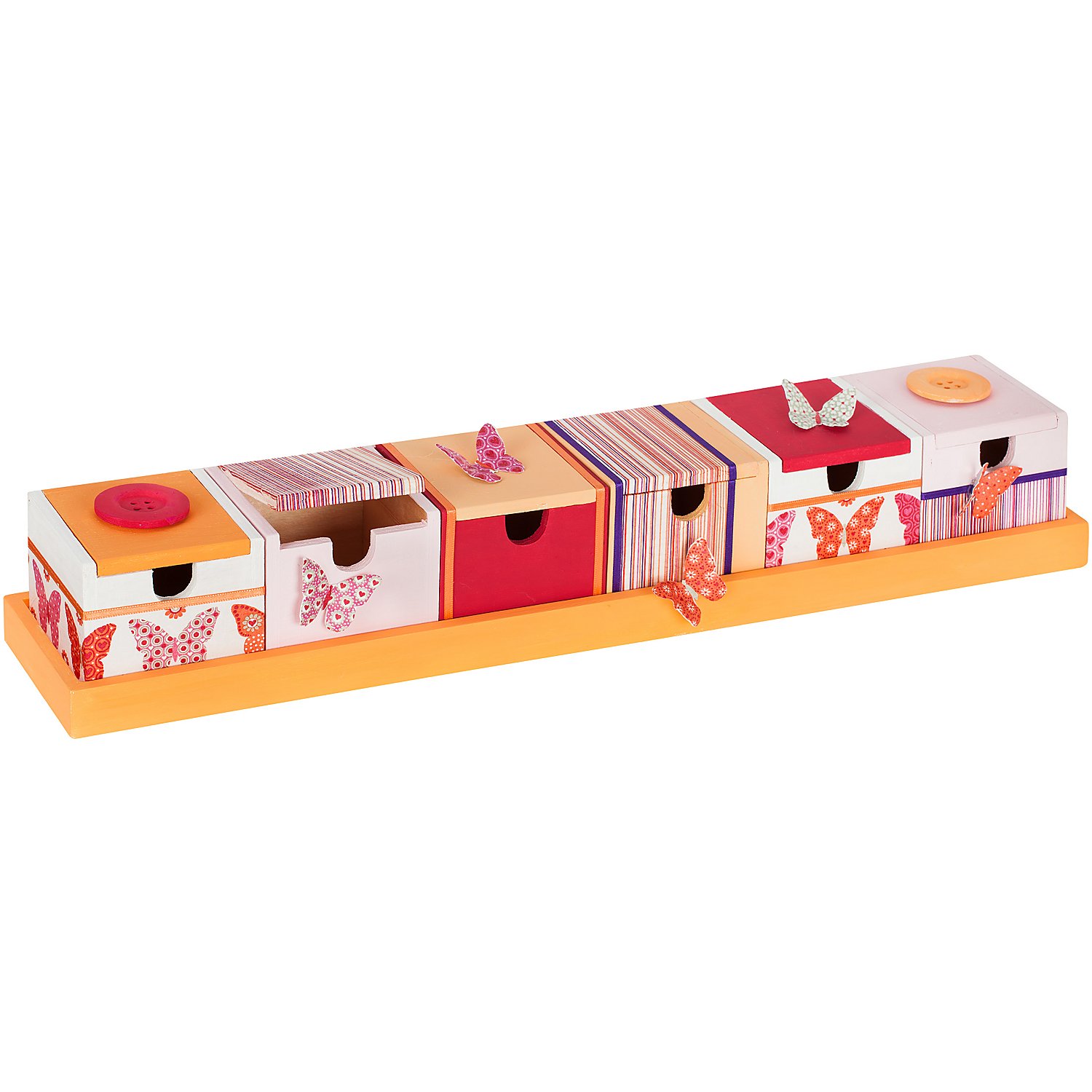 Sortierboxen mit Tablett aus Holz, 50,8 cm, 6 Boxen