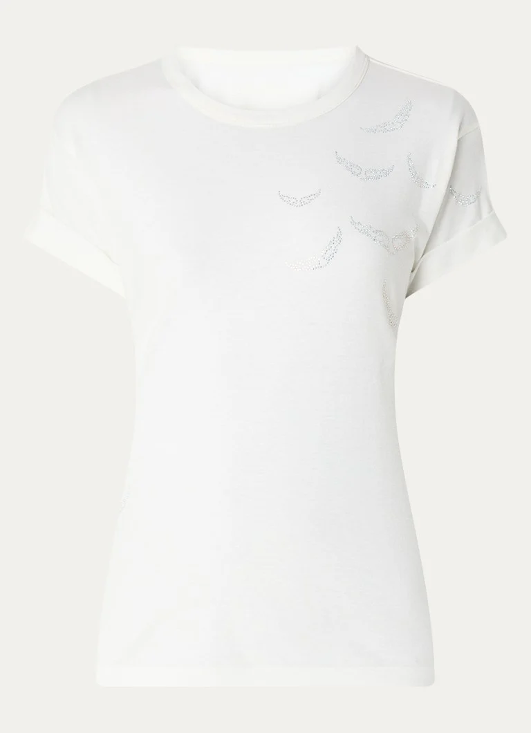 Zadig&Voltaire Anya T-shirt in linen blend with rhinestones