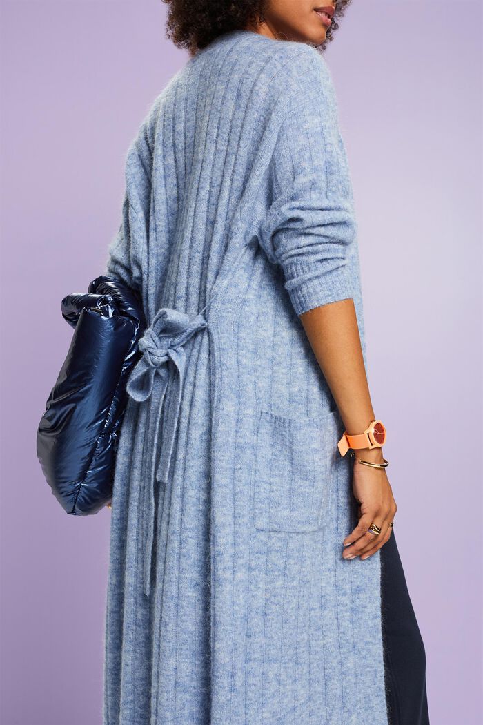 Rippstrick-Longcardigan mit Gürtel