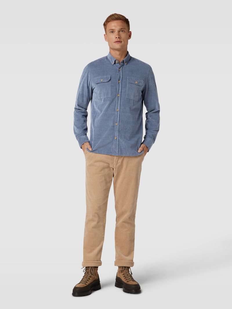 Regular Fit Freizeithemd mit Strukturmuster in marineblau