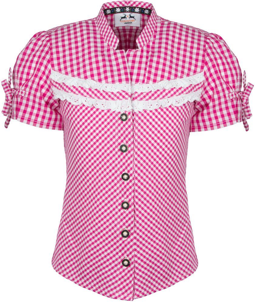 Maddox Trachtenbluse Kinder Bluse 'Emma', Pink kariert