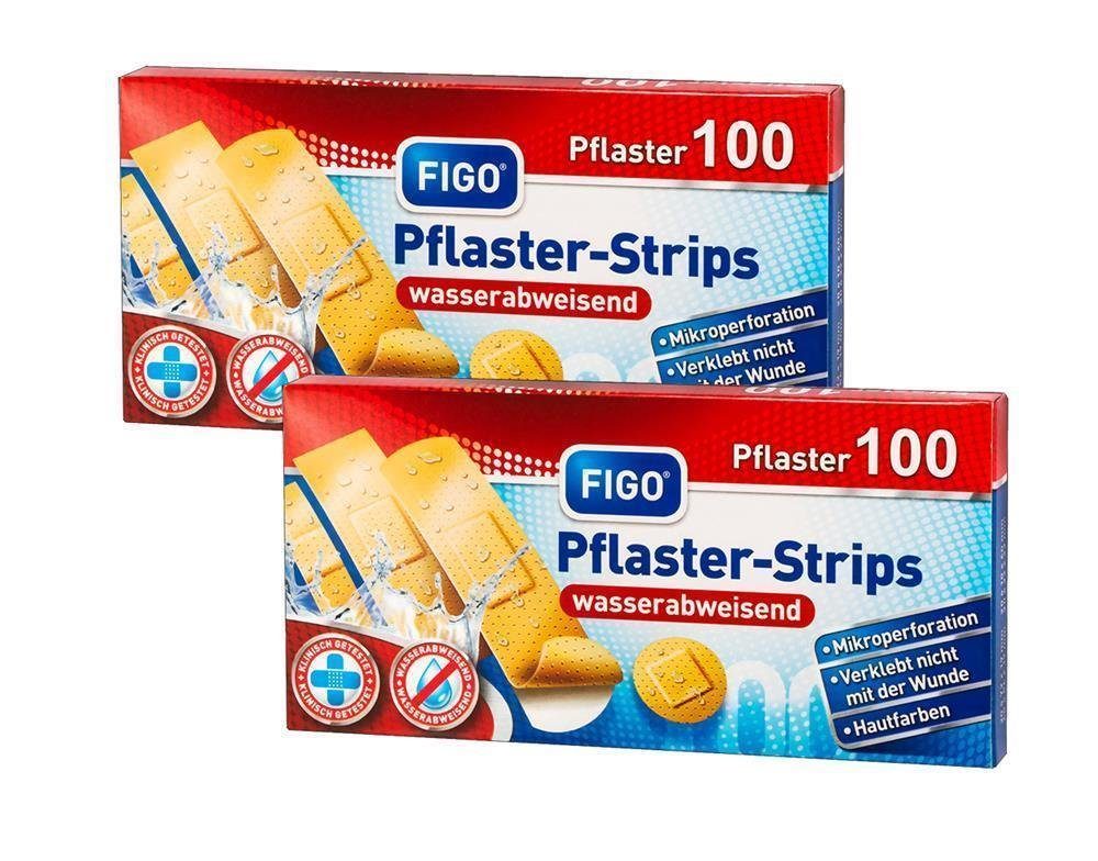 FIGO Fixierpflaster 2 x 100 Pflaster Strips wasserabweisend in 4 verschiedenen Größen