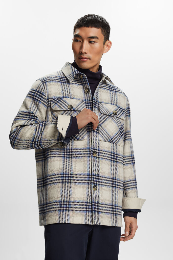 Kariertes Overshirt aus Wollmix