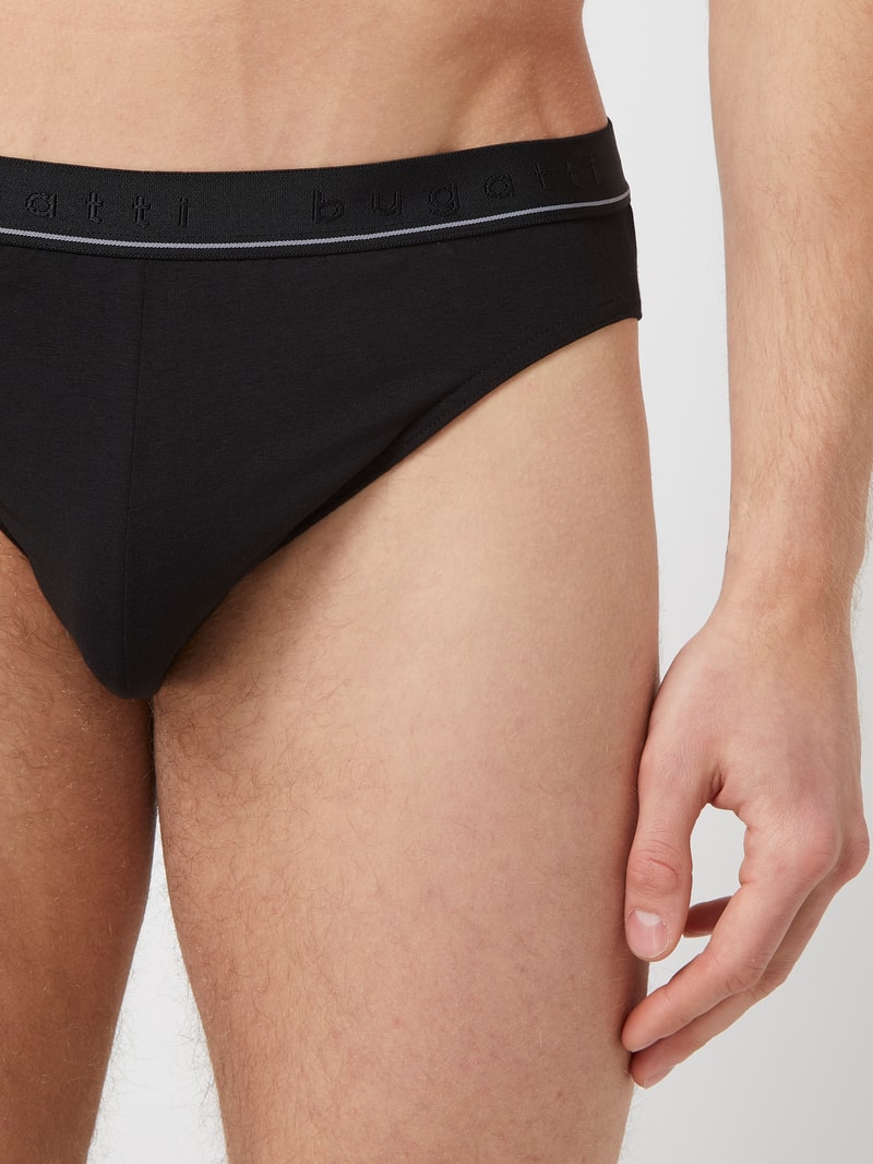 Slip mit Stretch-Anteil im 2er-Pack in schwarz