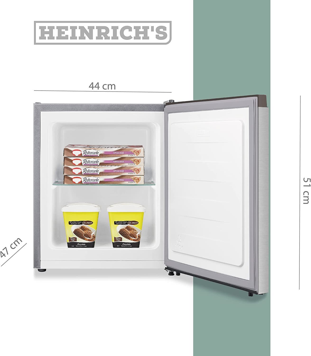 Heinrich´s Gefrierschrank Mini Freezer HGB 4088, 51 cm hoch, 44 cm breit, Gefrierbox, 39db, Freezer 34L perfekt Tiefkühlen