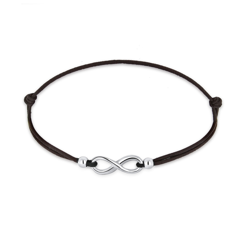 Elli Elli Bracelet Femmes Symbole Infinité Élastique Noir en Argent Sterling 925 Bracelet