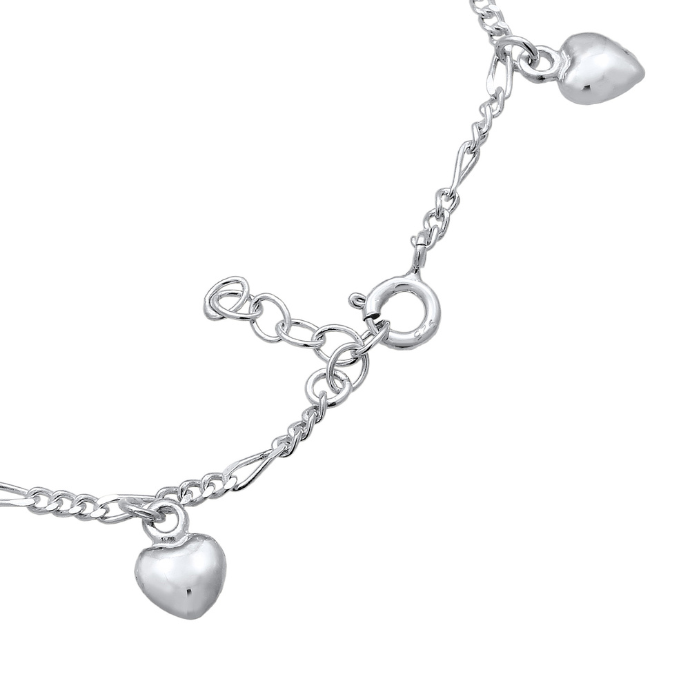 Elli Elli Bracelet Bettelarmband Figaro Herz Anhänger 925er Silber Bracelet