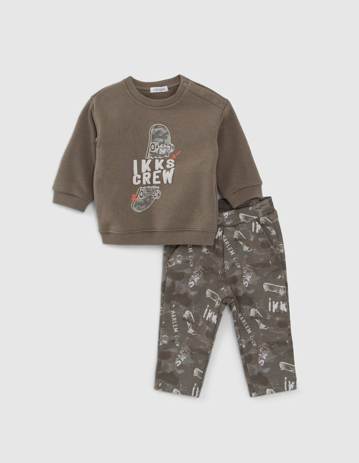 Ensemble jogging camouflage et sweat kaki bébé garçon