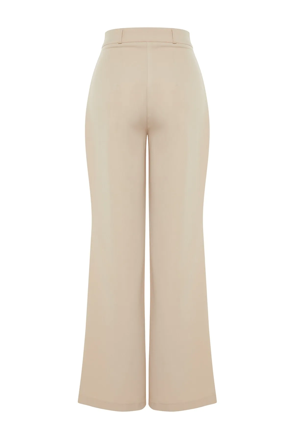 Trendyol Collection  Steinfarbene, plissierte Webhose mit hoher Taille und weitem Bein und weitem Bein TWOAW21PL0076