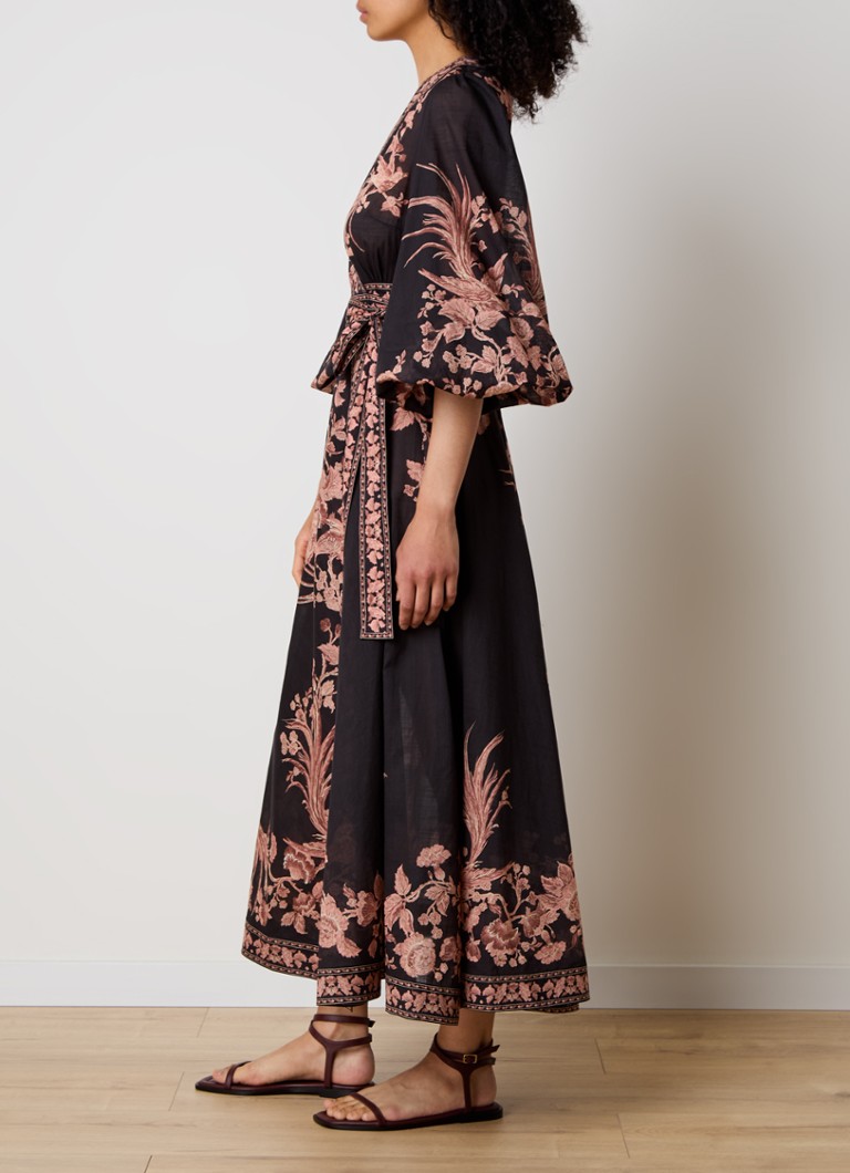 Rochie midi Zimmermann cu imprimeu floral și mâneci bufante.
