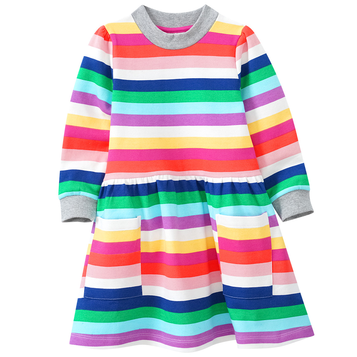 Mädchen Sweatkleid in bunten Regenbogenfarben