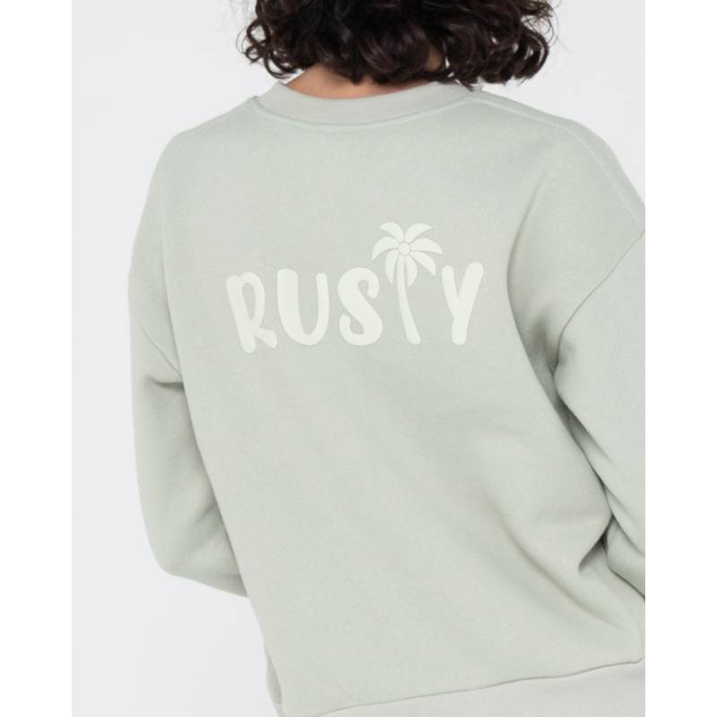 RUSTY RUSTY PALM RELAXED CREW FLEECE Rundhalspullover Damen