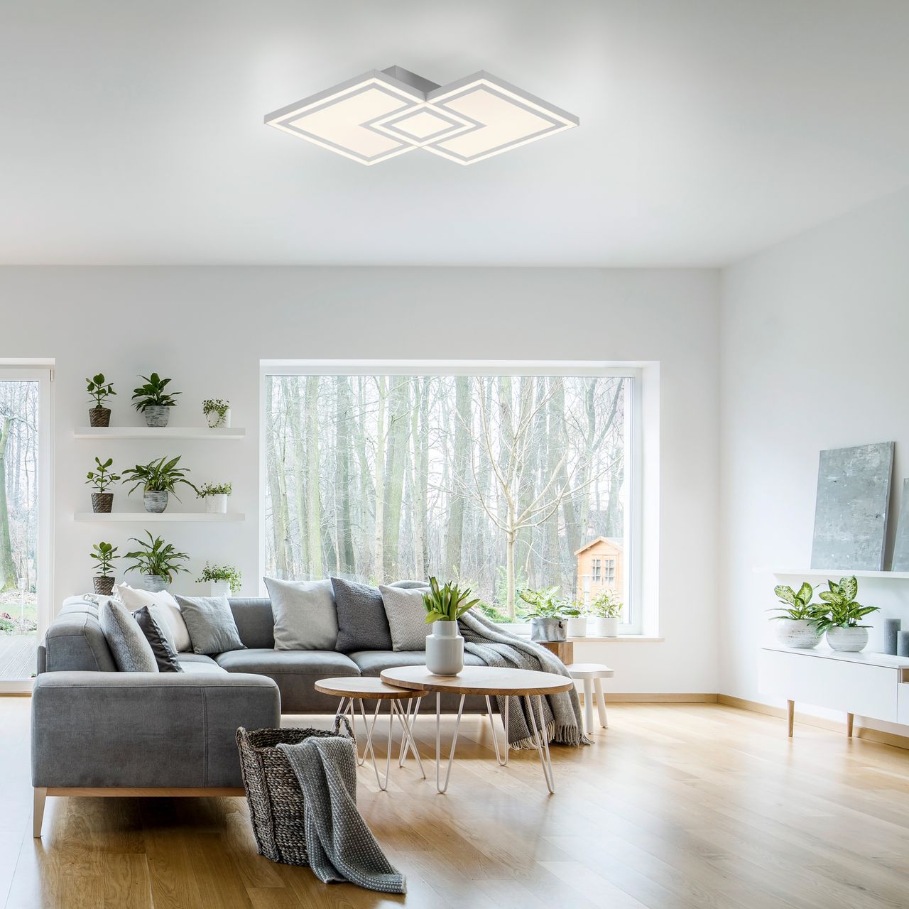 JUST LIGHT JUST LIGHT. LED Deckenleuchte EDGING, separat steuerbar, 3000 Kelvin, rechteckig, Weiß