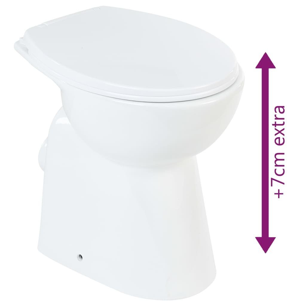 vidaXL Tiefspül-WC Hohe Spülrandlose Toilette Soft-Close 7 cm Höher Keramik Weiß