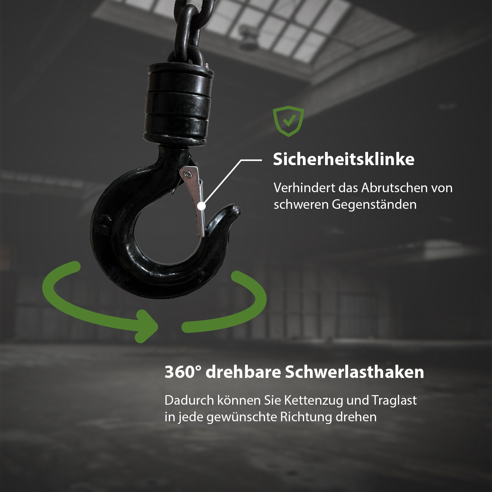 TRUTZHOLM Kettenzug TrutzHolm® Profi Kettenzug Flaschenzug Hebezug Seilzug Kran HSC HZS, (Produkt, 1 St), Mit Blockiersystem