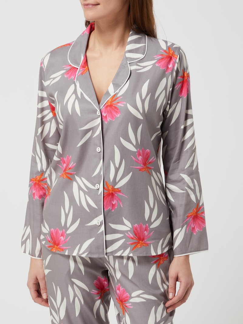 Pyjama-Oberteil mit floralem Muster Modell 'Mallory' in mittelgrau