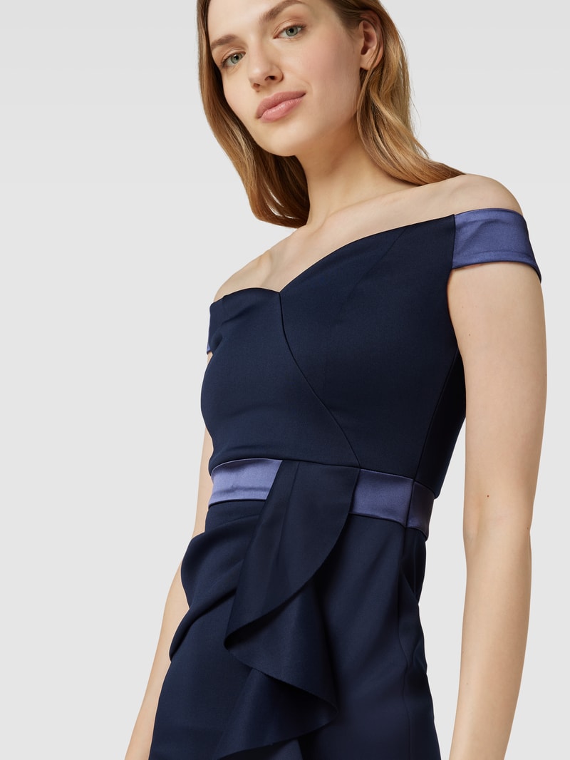 Cocktailkleid mit Gehschlitz in marineblau
