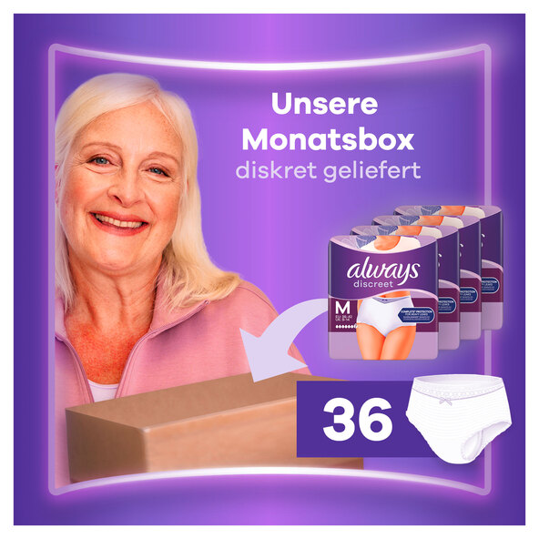 Inkontinenz Höschen Plus, Monatspaket, Größe M (4 x 9 Packungen = 36 Stück)