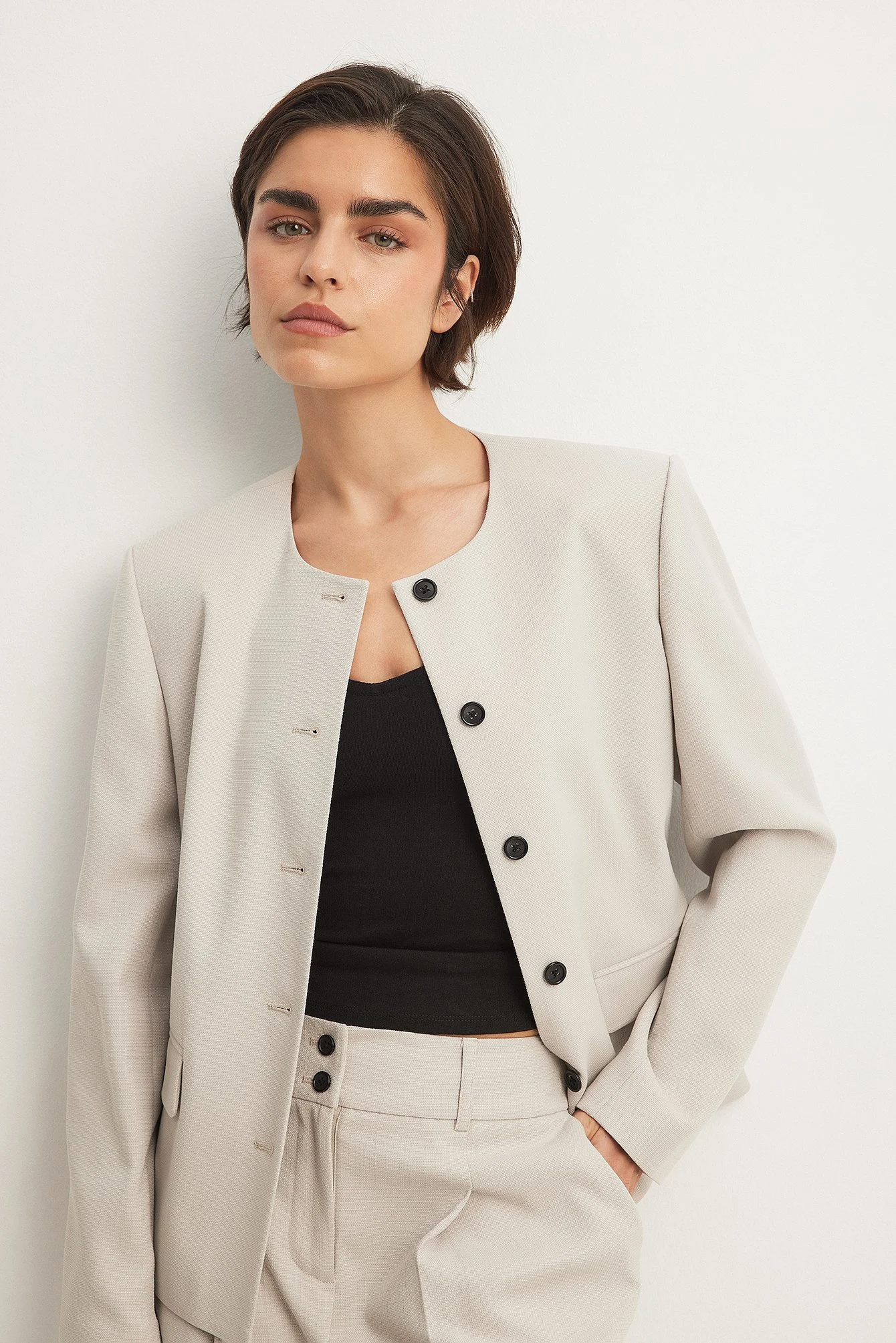 Oversize-Blazer mit Rundhalsausschnitt
