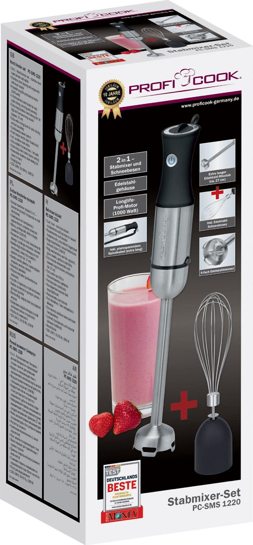 ProfiCook Stabmixer PC-SMS 1220 inox, 1000 W