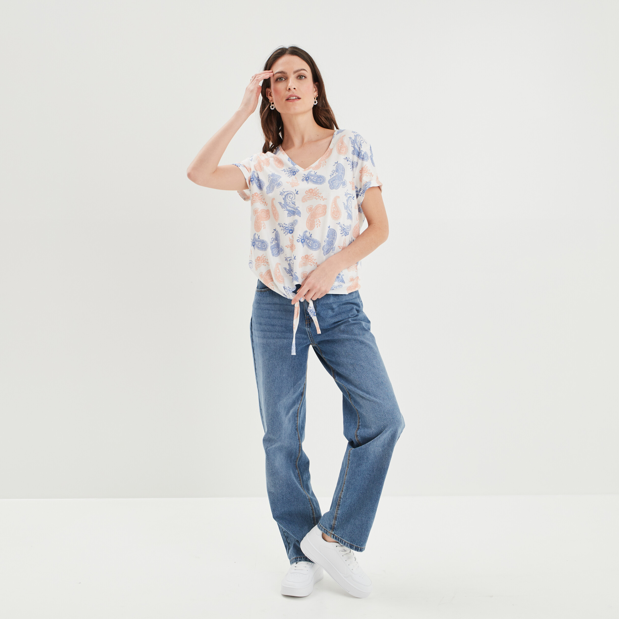T-shirt manches courtes ecru femme | La Halle