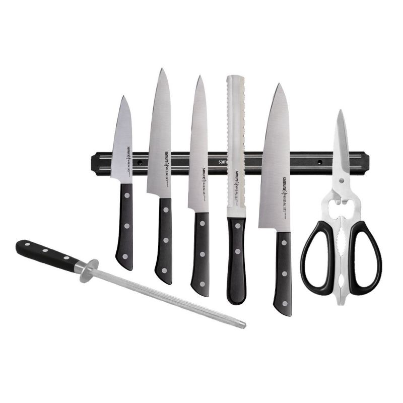 Samura Harakiri Super Set 8-tlg. (5 Messer-Scheren-Steinschloss-Halter)