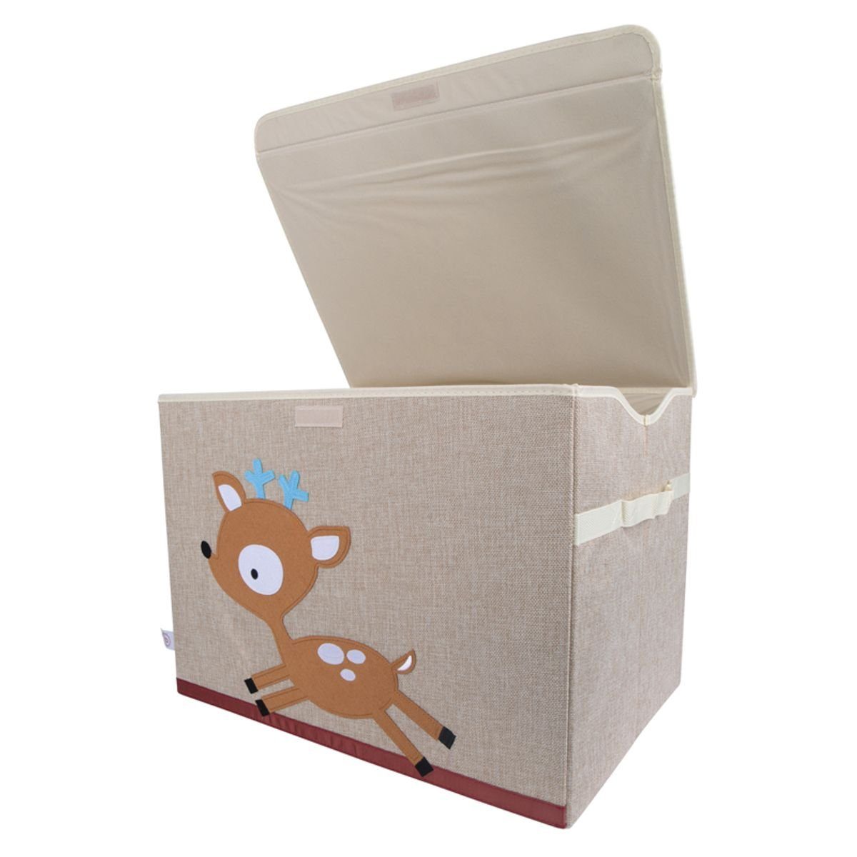 BIECO Dekokorb Große Spielzeugbox fürs Kinderzimmer, Reh, natur, 36 x 36 x 51 c