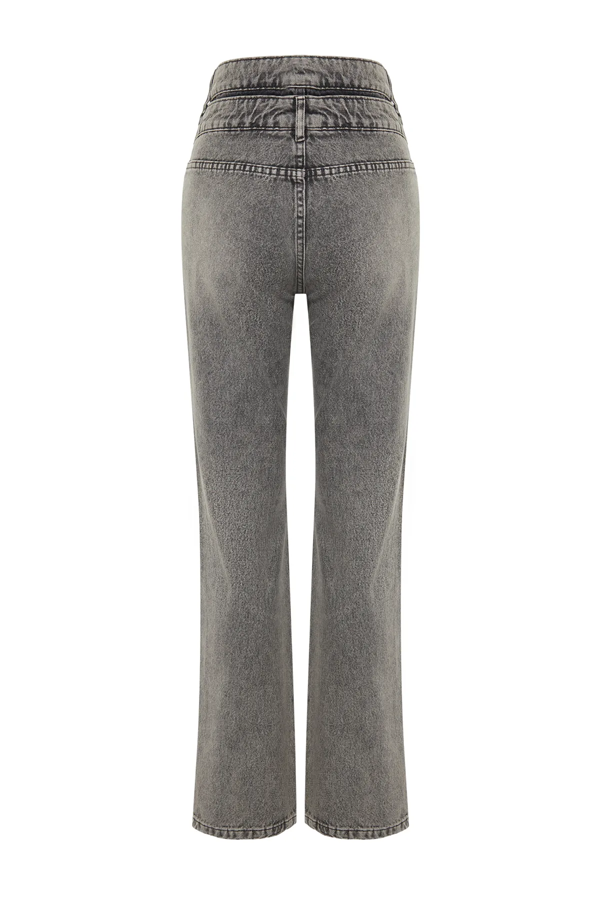 Trendyol Collection  Anthrazitfarbene Jeans mit weitem Bein und hohem Bund und doppeltem Gürtel TWOSS24JE00171