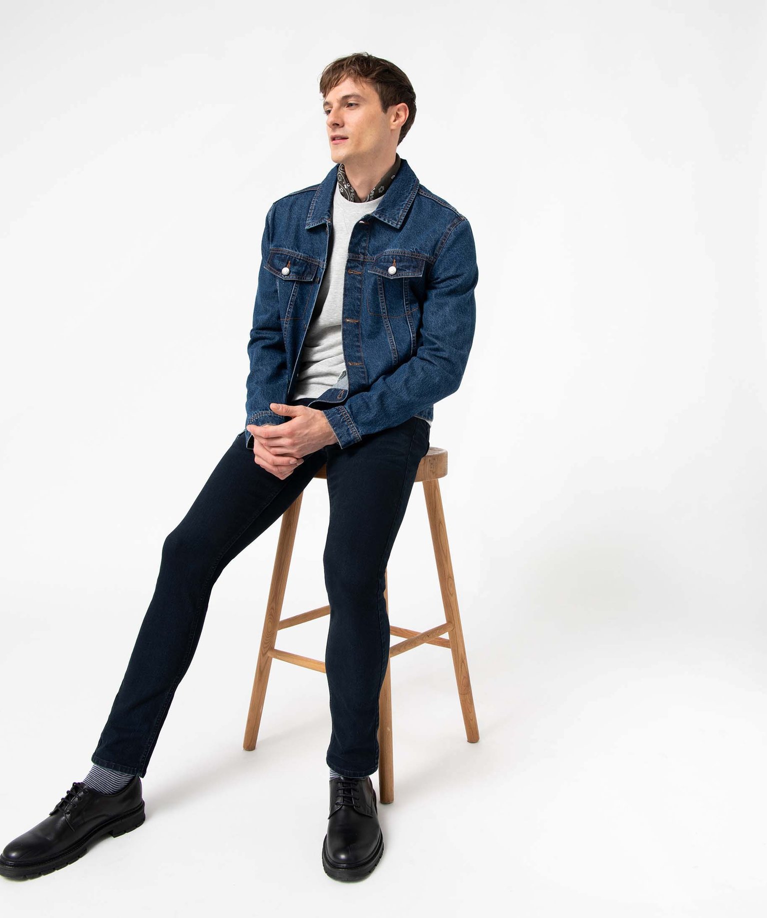 Jean homme skinny taille haute en coton stretch blue black | GEMO