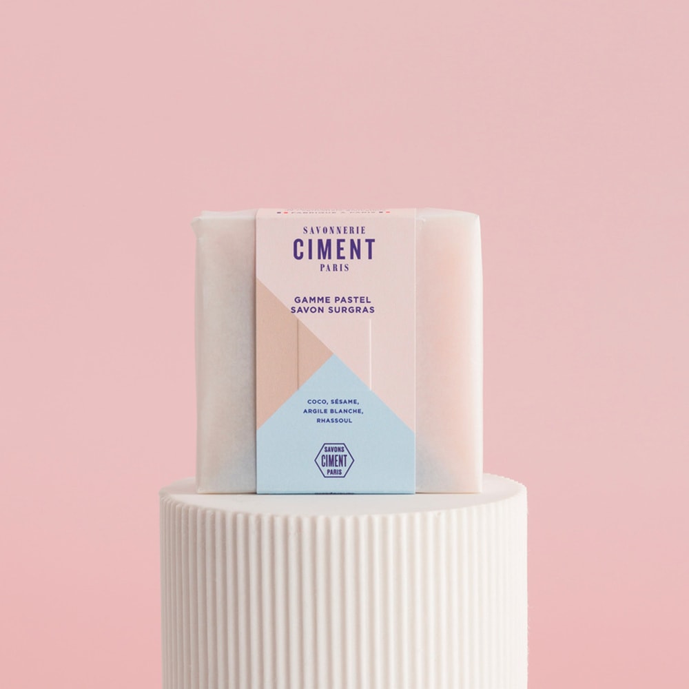 ciment FACETTE PASTEL BIO Savon surgras visage motif Facette pastel - sans parfum Savon solide 100g