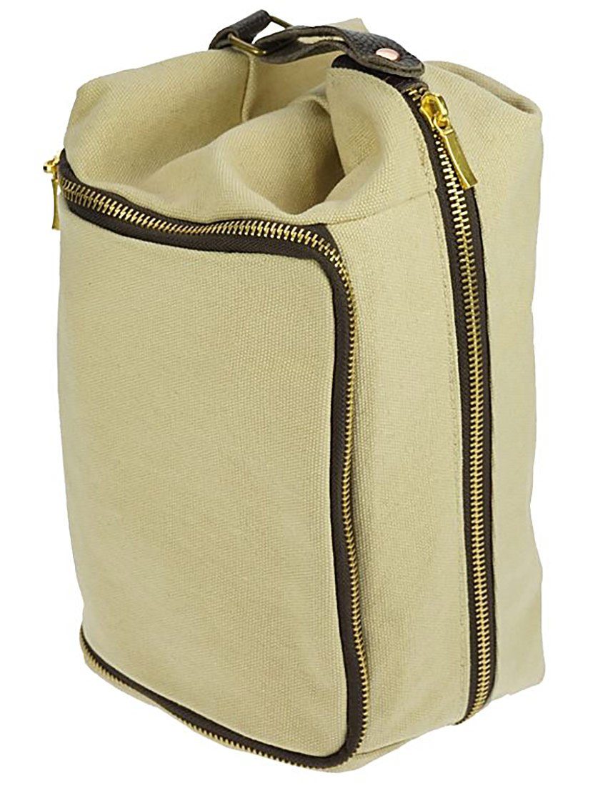 Koskaderm Kosmetikkoffer Kulturtasche beige 2 Trageschlaufen mit Druckknöpfen zum öffnen