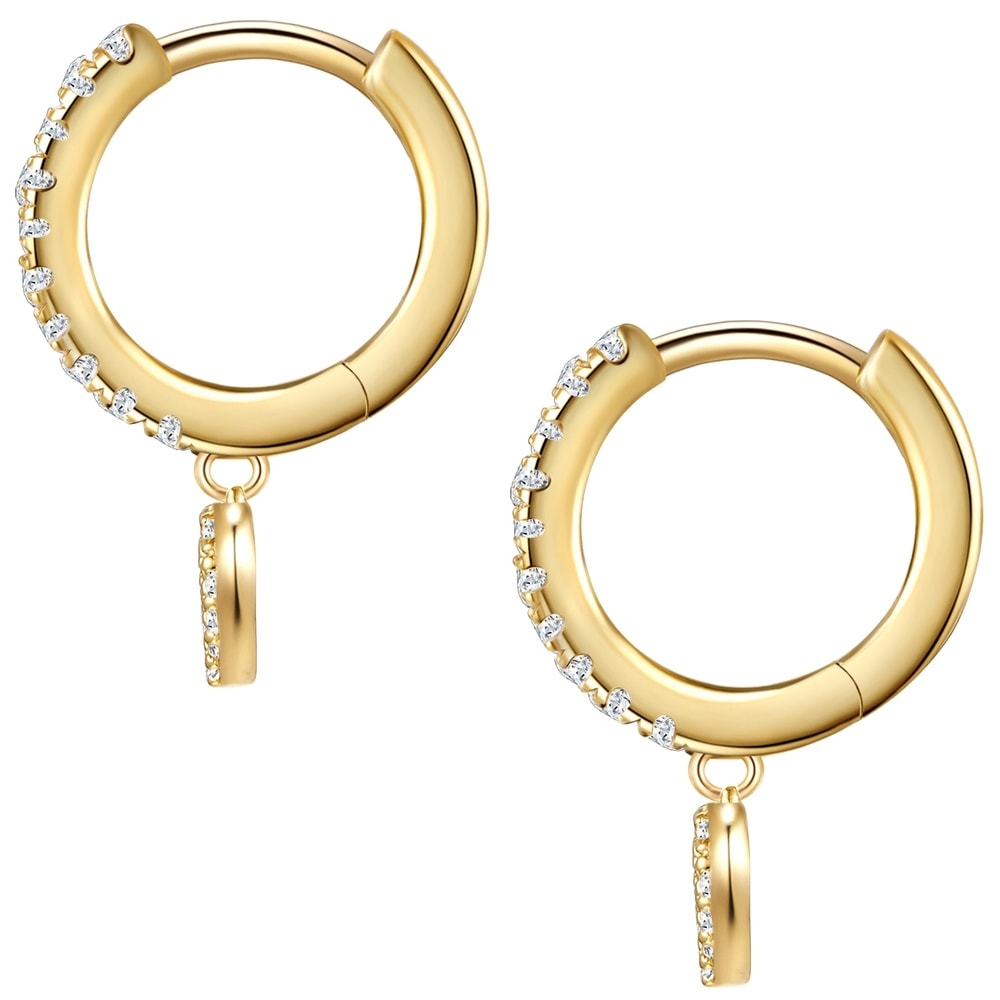 Glanzstücke München Créoles en argent Coeur Argent sterling Oxyde de zirconium (CZ) en Or jaune Boucles d'oreilles