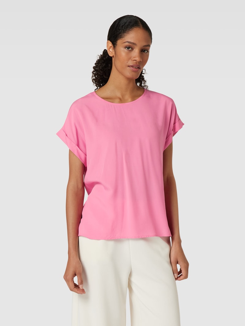 Blusenshirt aus reiner Viskose mit Kellerfalte in pink