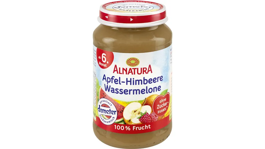 Alnatura Bio Apfel-Himbeere-Wassermelone Babygläschen 190 g