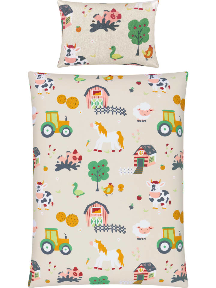 REDBEST Flanell Kinder-Bettwäsche in beige günstig kaufen 135 x 200   80 x 80 cm