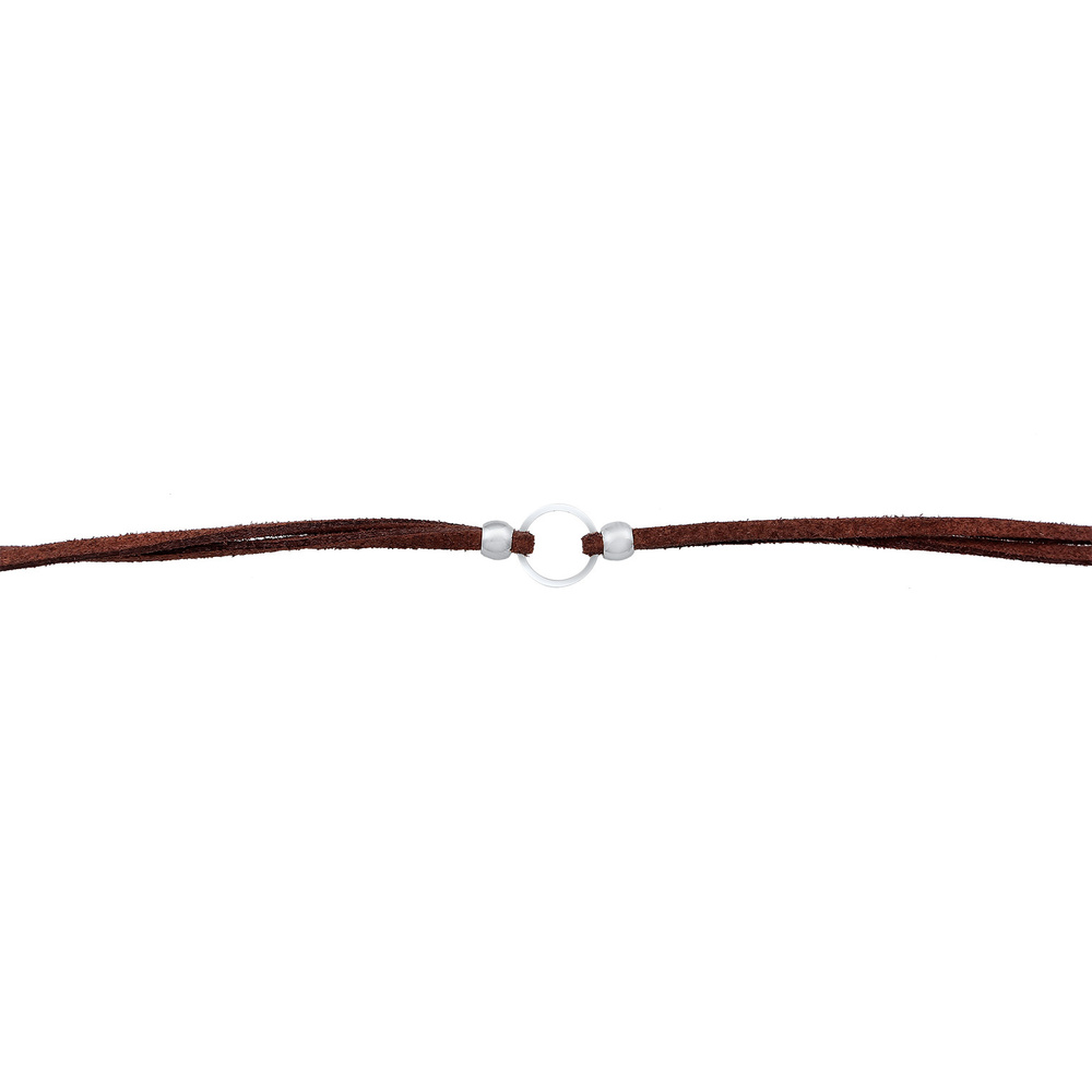 Elli Elli Collier Femmes choker cercle avec similicuir brun en argent sterling 925 collier