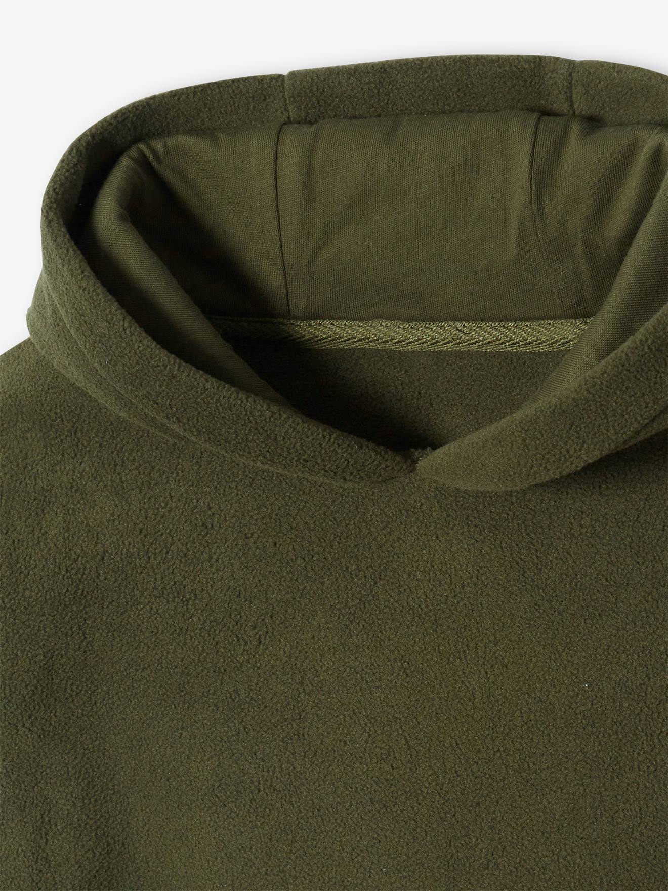 Sweat à capuche en maille polaire garçon kaki