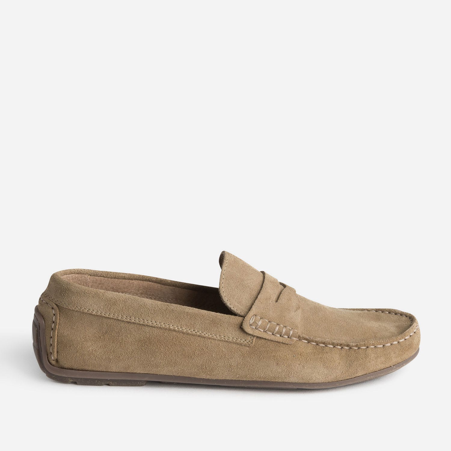 Mocassin beige éco-conçu en cuir velours