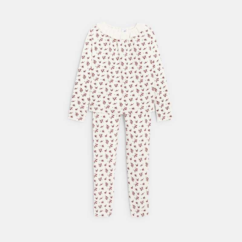 Pyjama en velours imprimé rose fille