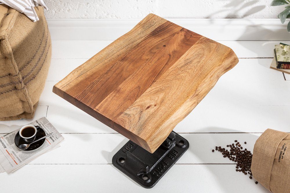 riess-ambiente Beistelltisch FACTORY 43cm natur, Massivholz · Metall-Fuß · Industrial Design · Akazie